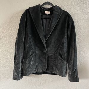 Vintage Mark Shale Velour Blazer size 12 Brown Black Herringbone Velvet Academia